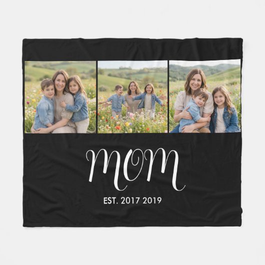 Mom Established Script ブラック 3枚 写真 フリースブランケット (正面(横))