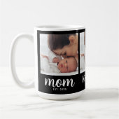 Mom Established Script ブラック 3 枚の写真 コーヒーマグカップ (左)
