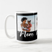 Mom Established Script ブラック 3 枚の写真 コーヒーマグカップ (左)