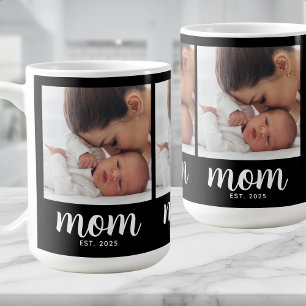 Mom Established Script ブラック 3 枚の写真 コーヒーマグカップ