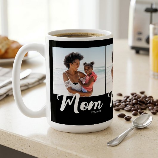 Mom Established Script ブラック 3 枚の写真 コーヒーマグカップ