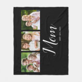 Mom Established Script ブラック 3 枚の写真 フリースブランケット (正面)
