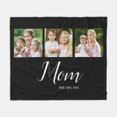 Mom Established Script ブラック 3 枚の写真 フリースブランケット (正面(横))