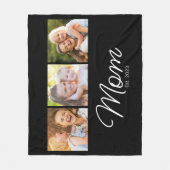 Mom Established Script ブラック 3 枚の写真 フリースブランケット (正面)