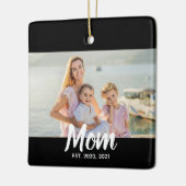 Mom Established Script 写真入り記念日ギフト セラミックオーナメント (左)