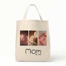 Mom Established Script 白 3枚写真トートバッグ