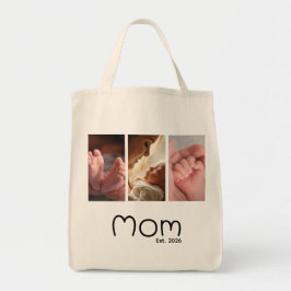 Mom Established Script 白 3枚写真トートバッグ トートバッグ