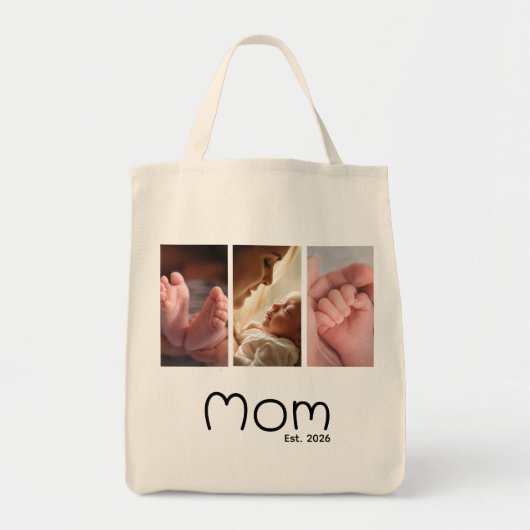 Mom Established Script 白 3枚写真トートバッグ トートバッグ (正面)