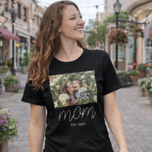 Mom Established Script 黒写真 トライブレンドTシャツ