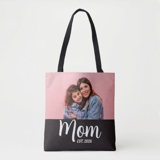 Mom Established Script 黒写真  トートバッグ (正面)