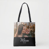 Mom Established Script 黒写真 トートバッグ (正面)