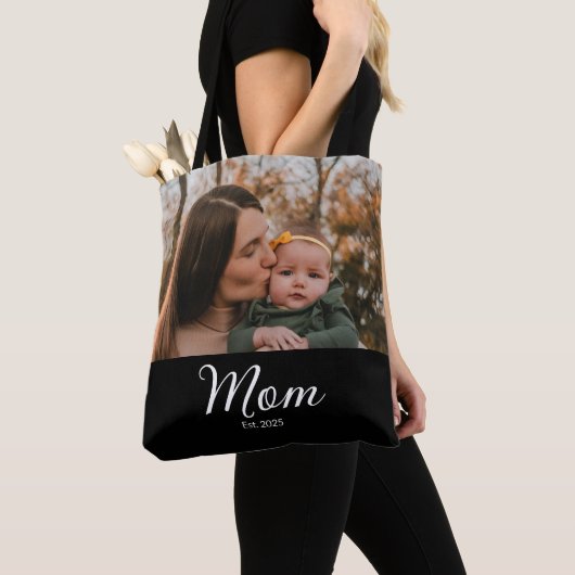Mom Established Script 黒写真 トートバッグ (クローズアップ)