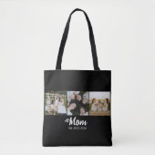 Mom Established Script 黒 3 枚の写真 トートバッグ (正面)