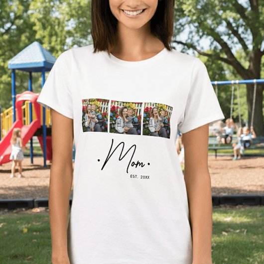 Mom Established Script 3 写真 ホワイト Tシャツ