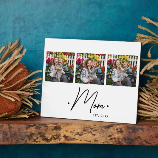 Mom Established Script 3 Photo White フォトプラーク (側面)