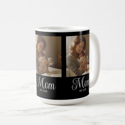 Mom Established Script Black 3 Photo コーヒーマグカップ (正面右)