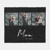 Mom Established Script Black 3 Photo フリースブランケット (正面(横))