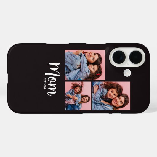 Mom Established Script Black 3 Photo  Case-Mate iPhoneケース (裏面 (横))