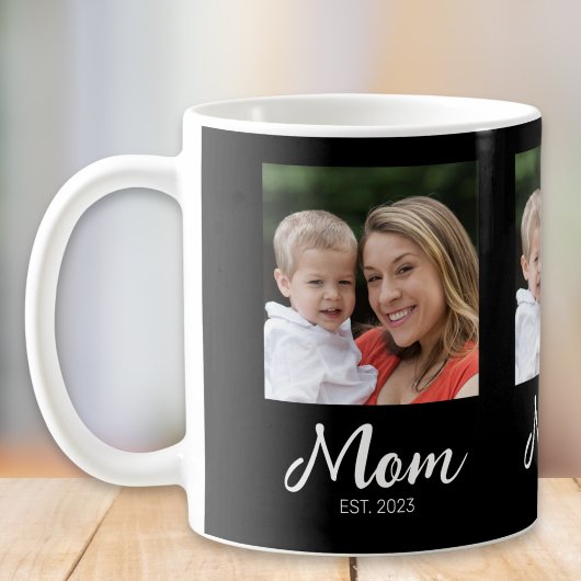 Mom Established Script Black 3 Photo Coffee Mug コーヒーマグカップ