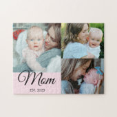 Mom Established Script Black 3 Photo Gift ジグソーパズル (横)
