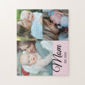 Mom Established Script Black 3 Photo Gift ジグソーパズル (縦)