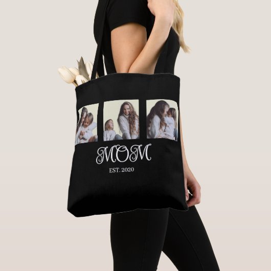 Mom Established Script Black 3 Photo Tote Bag トートバッグ (クローズアップ)