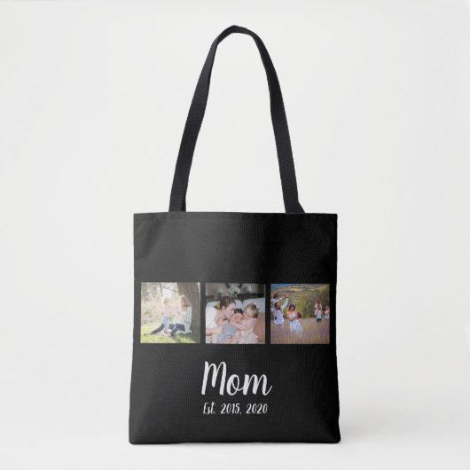 Mom Established Script Black 3 Photo Tote Bag トートバッグ (正面)