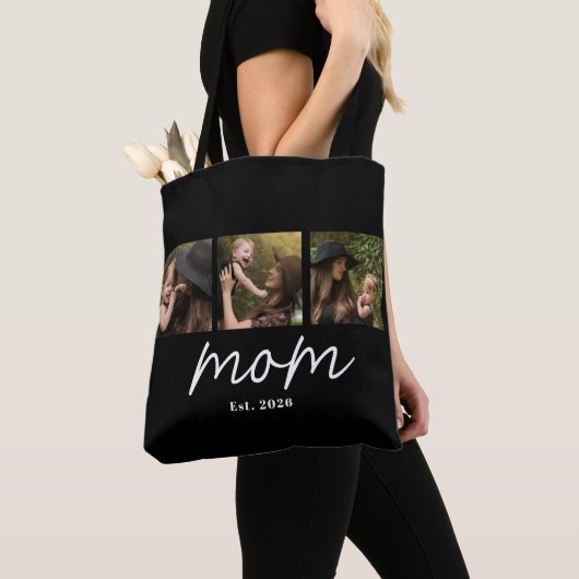 Mom Established Script Black 3 Photo Tote Bag トートバッグ (クローズアップ)