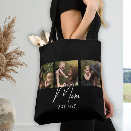 Mom Established Script Black 3 Photo Tote Bag トートバッグ