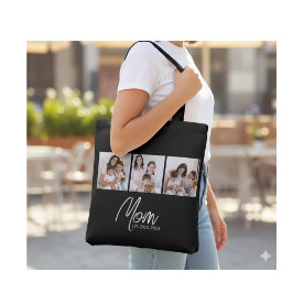 Mom Established Script Black 3 Photo Tote Bag トートバッグ