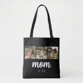 Mom Established Script Black 3 Photos Tote Bag トートバッグ (正面)