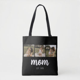 Mom Established Script Black 3 Photos Tote Bag トートバッグ