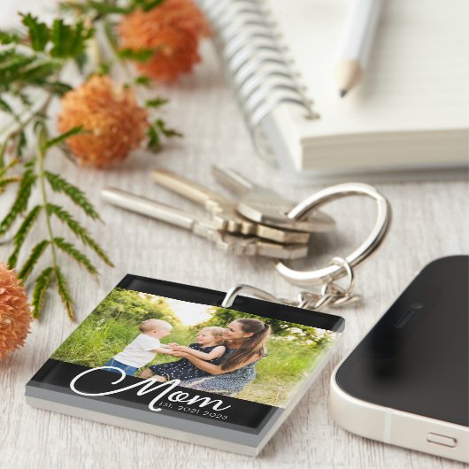 Mom Established Script Black Photo  キーホルダー (正面右)
