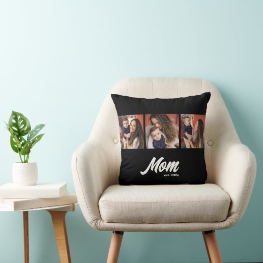 Mom Established Script Black Photo クッション (椅子)
