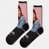 Mom Established Script Black Photo ソックス (左)