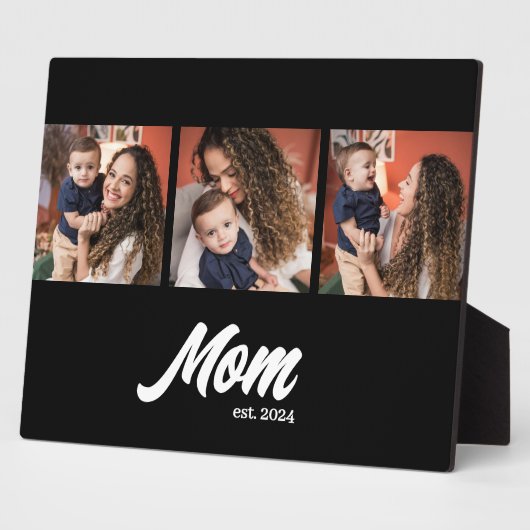 Mom Established Script Black Photo フォトプラーク (側面)