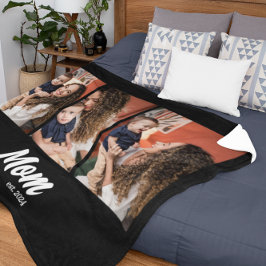 Mom Established Script Black Photo フリースブランケット