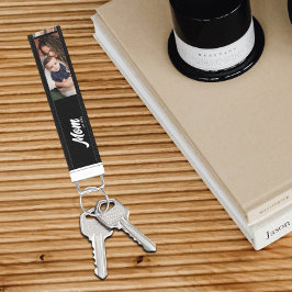 Mom Established Script Black Photo リストバンドキーホルダー