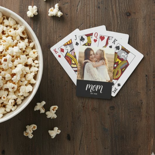 Mom Established Script Black Photo Playing Cards トランプ