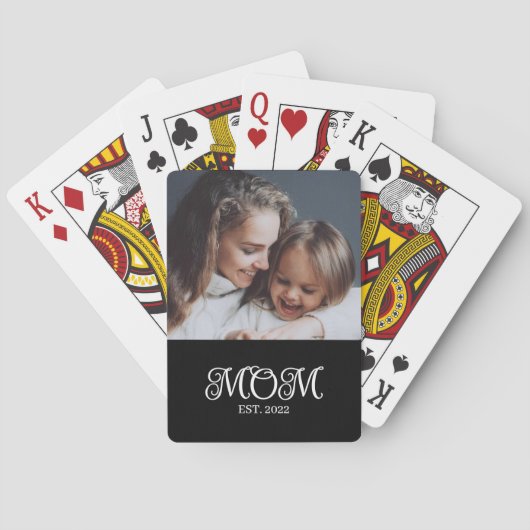 Mom Established Script Black Photo Poker Cards トランプ (裏面)