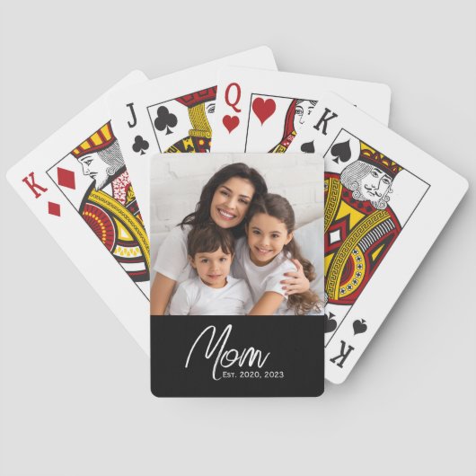 Mom Established Script Black Photo Poker Cards トランプ (裏面)