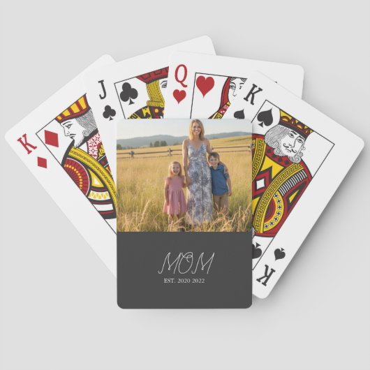 Mom Established Script Black Photo Poker Cards トランプ (裏面)