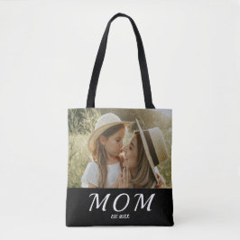 Mom Established Script Black Photo  Tote Bag トートバッグ