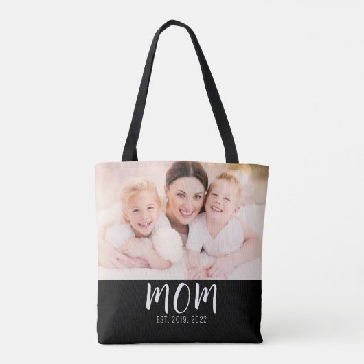 Mom Established Script Black Photo Tote Bag トートバッグ (裏面)