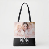 Mom Established Script Black Photo Tote Bag トートバッグ (正面)