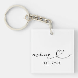 Mom Established Script & Heart 新しいママへのギフト キーホルダー
