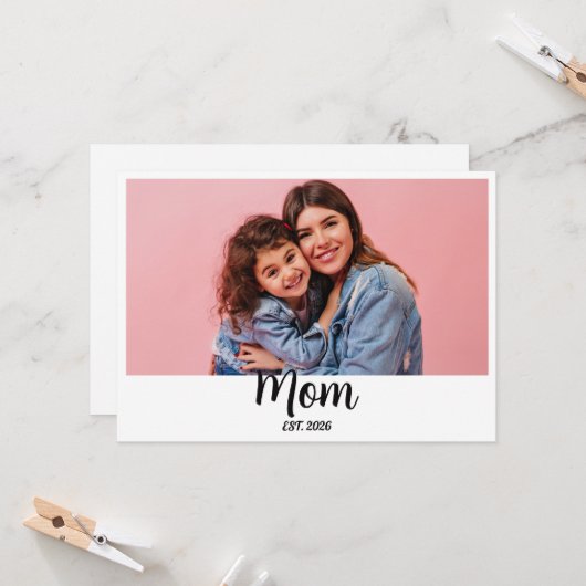 Mom Established Script Photo 母の日 カード (正面/裏面インサイチュ)