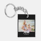 Mom Established Script Photo Custom Date キーホルダー (正面左)