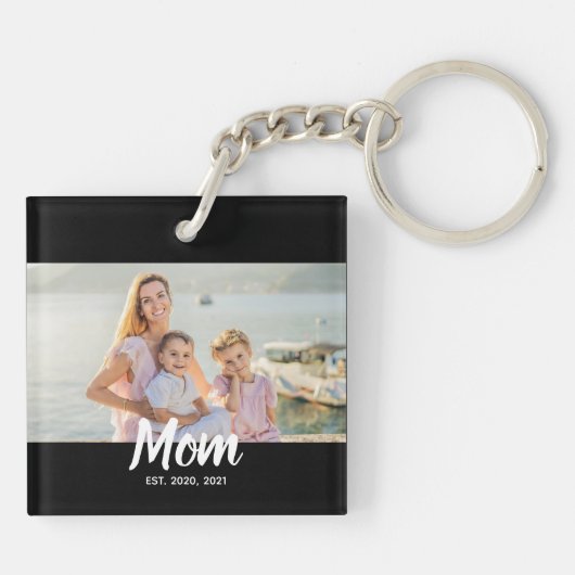 Mom Established Script Photo Custom Date キーホルダー (裏面)