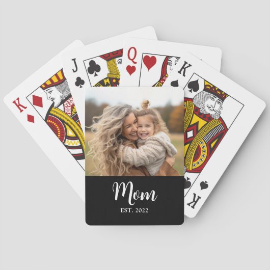 Mom Established Script Text Black Photo トランプ (裏面)